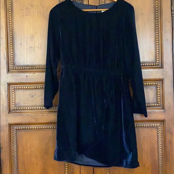J. Crew Dresses & Skirts - Navy velvet, long-sleeved faux wrap dress
